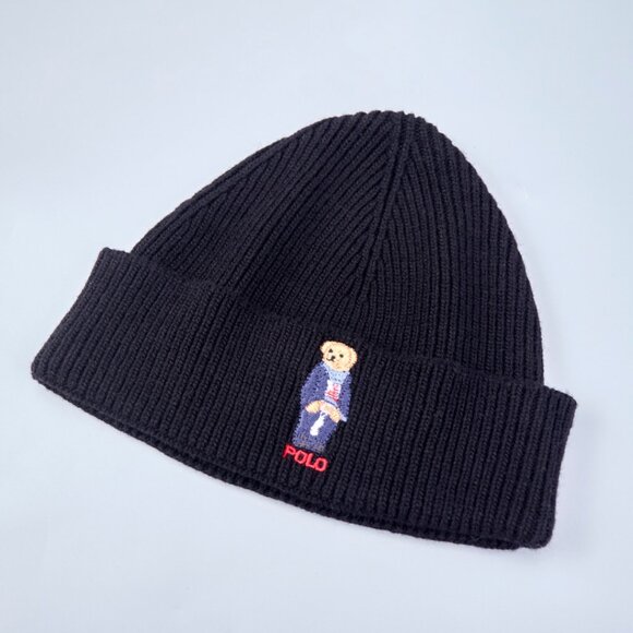 Polo Ralph Lauren Single-sided rolled-brim embroidered bear knitted hat - Picture 2 of 12